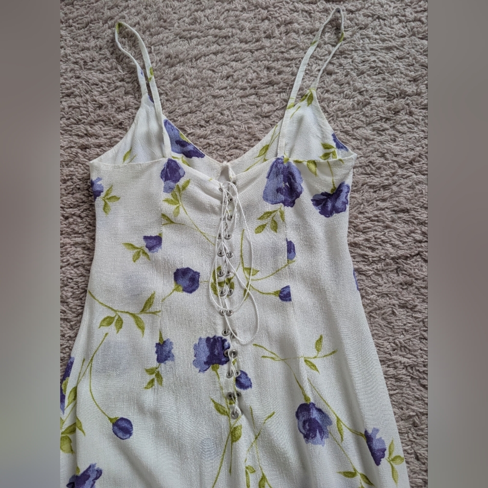 Topshop Rare Vintage 90s Made in UK Floral Lace-Up Slip Dress - Picture 15 of 16